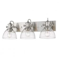 Hines 25.13 in. 3-Light Pewter with Seeded Glass Semi-Flush Mount by Golden Lighting 9 Hines 25.13 in. 3-Light Pewter with Seeded Glass Semi-Flush Mount by Golden Lighting -Golden Lighting Shop pewter golden lighting flush mount lights 3118 3sf pw sd 1f 1000