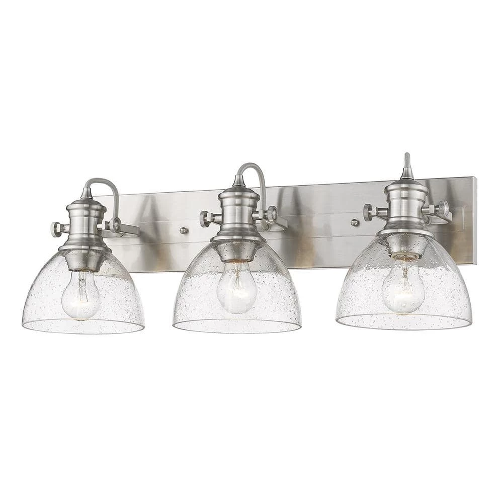 Hines 25.13 in. 3-Light Pewter with Seeded Glass Semi-Flush Mount by Golden Lighting 6 Hines 25.13 in. 3-Light Pewter with Seeded Glass Semi-Flush Mount by Golden Lighting - Image 4