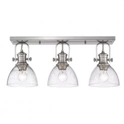 Hines 25.13 in. 3-Light Pewter with Seeded Glass Semi-Flush Mount by Golden Lighting 8 Hines 25.13 in. 3-Light Pewter with Seeded Glass Semi-Flush Mount by Golden Lighting -Golden Lighting Shop pewter golden lighting flush mount lights 3118 3sf pw sd 4f 1000