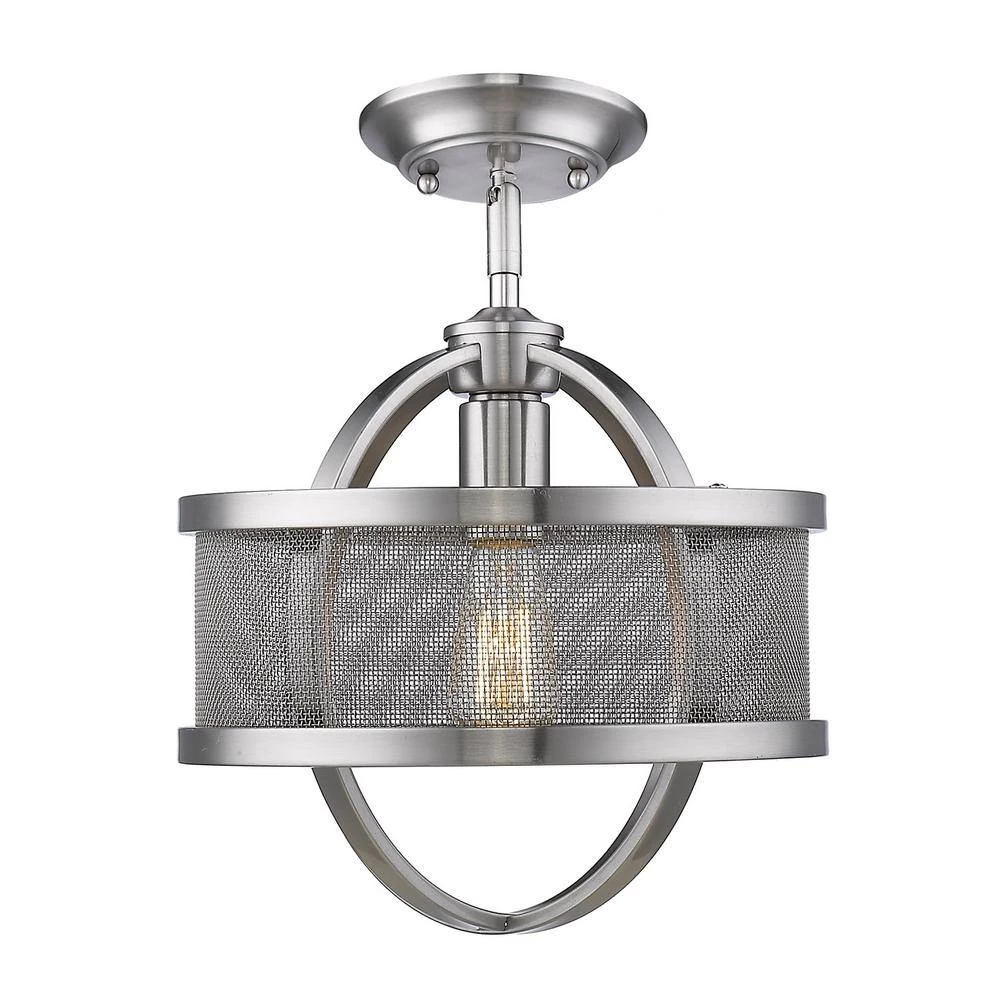 Colson 15.125 in. 1-Light Pewter Semi-Flush Mount by Golden Lighting 4 Colson 15.125 in. 1-Light Pewter Semi-Flush Mount by Golden Lighting - Image 2