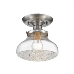 Asha 1-Light Pewter Semi-Flush Mount Light by Golden Lighting -Golden Lighting Shop pewter golden lighting flush mount lights 3417 sf pw cc 4f 1000