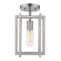 Tribeca 12.75 in. 1-Light Pewter Semi-Flush Mount by Golden Lighting