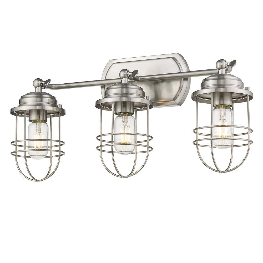 Seaport 21.13 in. 3-Lights Pewter Linear Semi-Flush Mount by Golden Lighting 5 Seaport 21.13 in. 3-Lights Pewter Linear Semi-Flush Mount by Golden Lighting - Image 3
