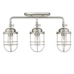 Seaport 21.13 in. 3-Lights Pewter Linear Semi-Flush Mount by Golden Lighting