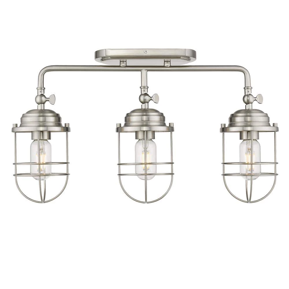 Seaport 21.13 in. 3-Lights Pewter Linear Semi-Flush Mount by Golden Lighting 3 Seaport 21.13 in. 3-Lights Pewter Linear Semi-Flush Mount by Golden Lighting