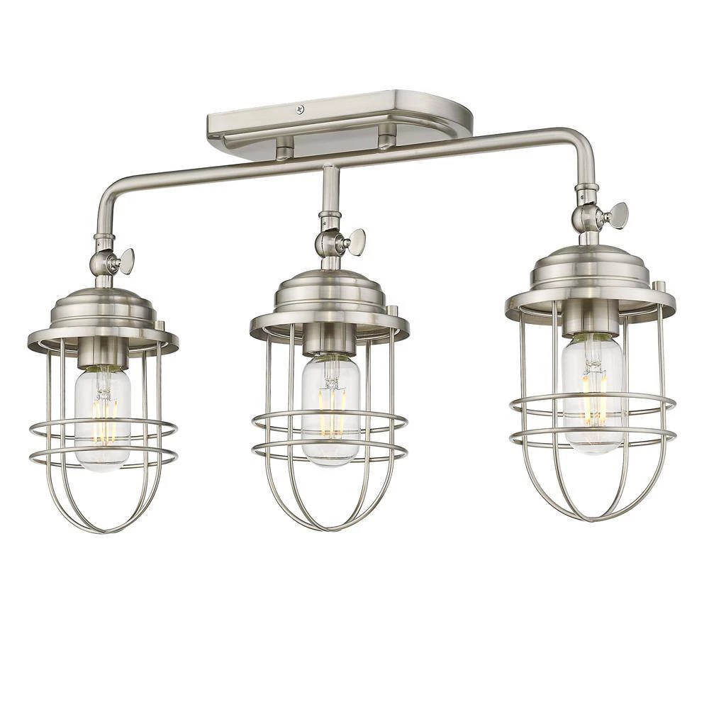 Seaport 21.13 in. 3-Lights Pewter Linear Semi-Flush Mount by Golden Lighting 4 Seaport 21.13 in. 3-Lights Pewter Linear Semi-Flush Mount by Golden Lighting - Image 2