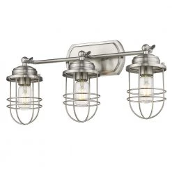 Seaport 3-Light Pewter Bath Vanity Light by Golden Lighting
