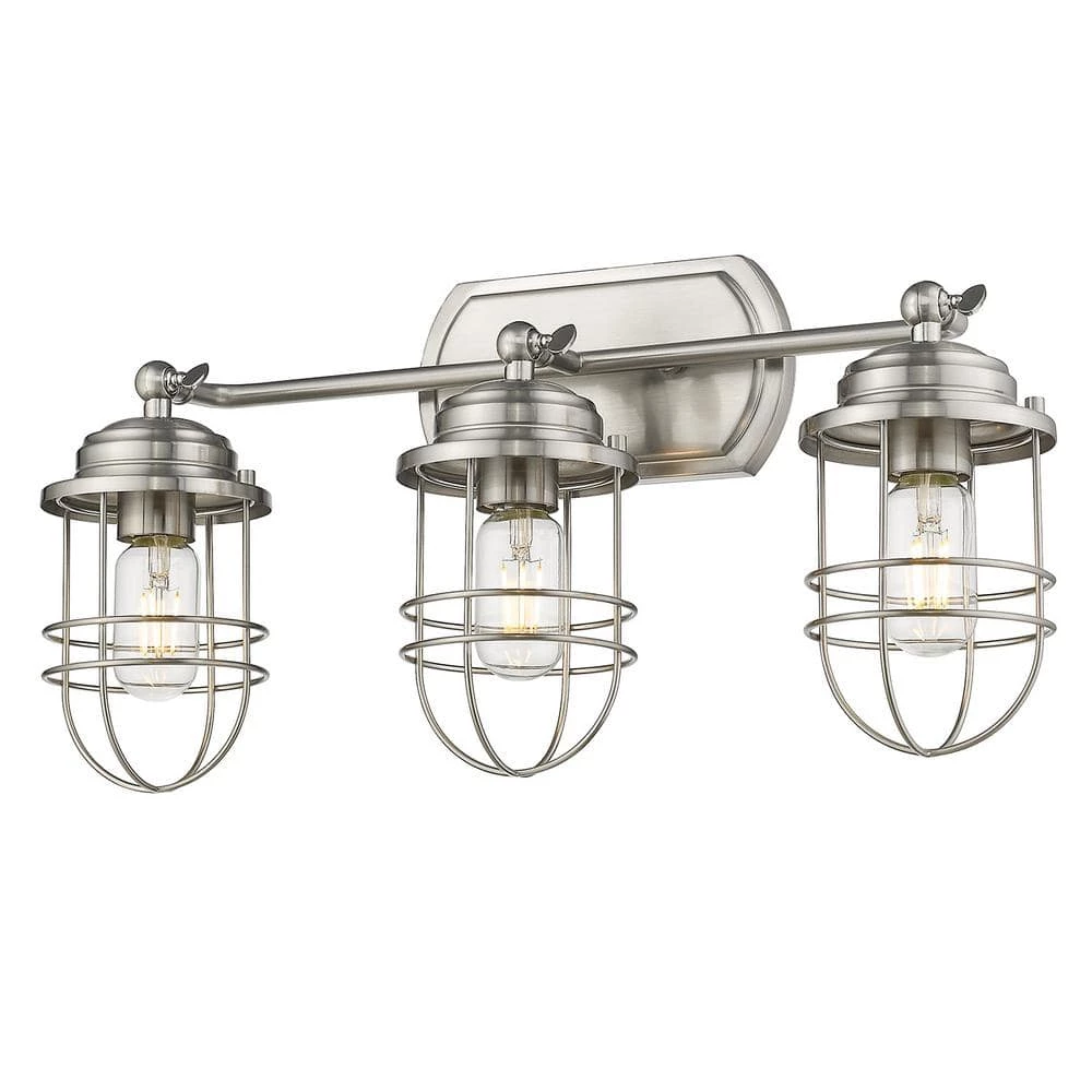 Seaport 3-Light Pewter Bath Vanity Light by Golden Lighting 3 Seaport 3-Light Pewter Bath Vanity Light by Golden Lighting
