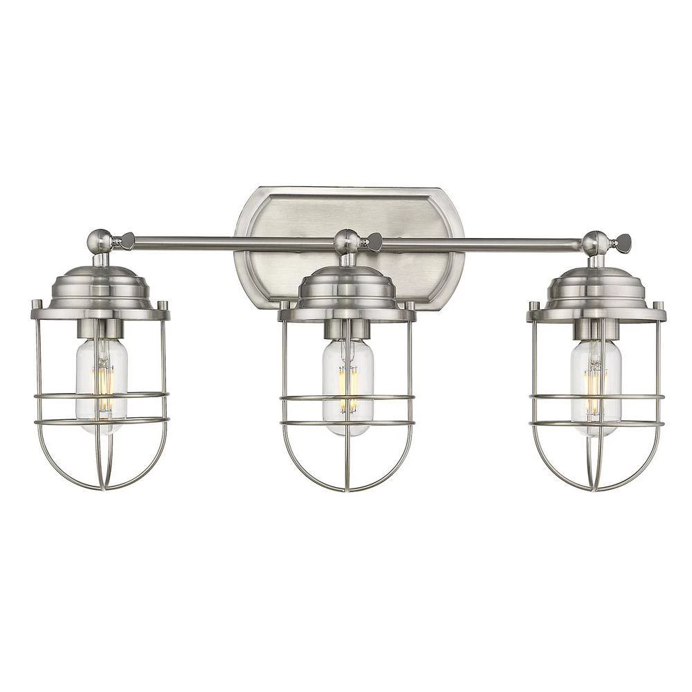 Seaport 3-Light Pewter Bath Vanity Light by Golden Lighting 5 Seaport 3-Light Pewter Bath Vanity Light by Golden Lighting - Image 3