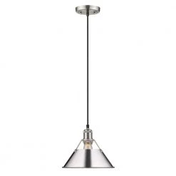 Orwell PW 1-Light Pendant - 10 in. in Pewter with Chrome Shade by Golden Lighting