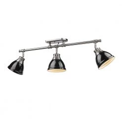 Duncan 3-Light Pewter Semi-Flush Mount with Black Shade by Golden Lighting