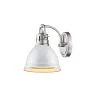 Duncan Pewter 1-Light Bath Light with White Shade by Golden Lighting -Golden Lighting Shop pewter with gloss white shade golden lighting vanity lighting 3602 ba1 pw wh 64 1000