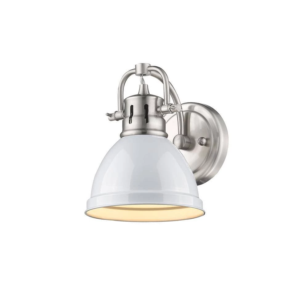 Duncan Pewter 1-Light Bath Light with White Shade by Golden Lighting 5 Duncan Pewter 1-Light Bath Light with White Shade by Golden Lighting - Image 3