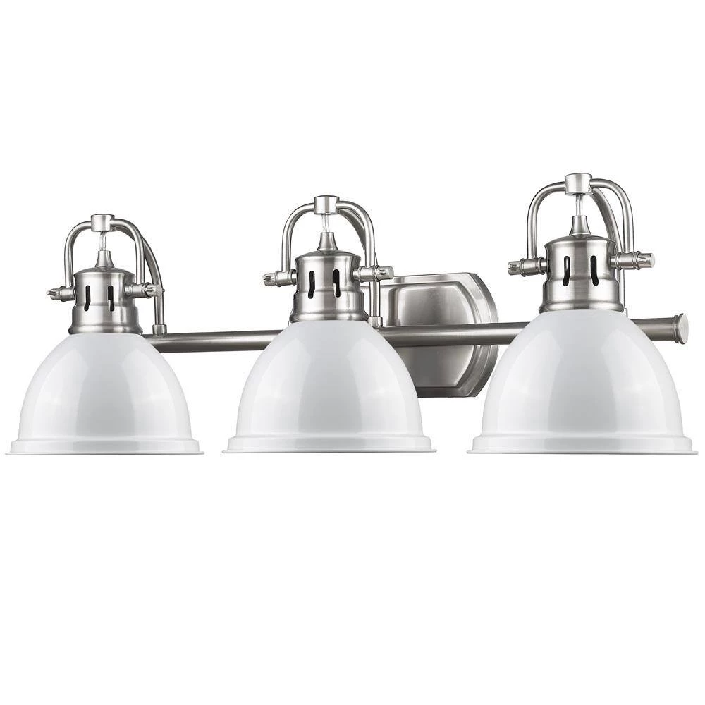 Duncan 3-Light Pewter Bath Light with White Shade by Golden Lighting 6 Duncan 3-Light Pewter Bath Light with White Shade by Golden Lighting - Image 4
