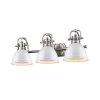 Duncan 3-Light Pewter Bath Light with White Shade by Golden Lighting -Golden Lighting Shop pewter with gloss white shade golden lighting vanity lighting 3602 ba3 pw wh 64 1000