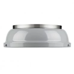 Duncan 14 in. 2-Light Pewter Flush Mount with Gray Shade by Golden Lighting -Golden Lighting Shop pewter with gray shade golden lighting flush mount lights 3602 14 pw gy 4f 1000