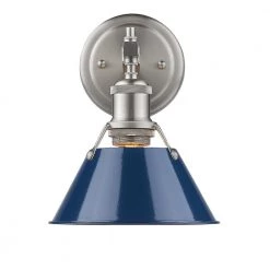 Orwell PW 1-Light Pewter Bath Light with Navy Blue Shade by Golden Lighting