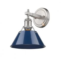 Orwell PW 1-Light Pewter Bath Light with Navy Blue Shade by Golden Lighting -Golden Lighting Shop pewter with navy shade golden lighting vanity lighting 3306 ba1 pw nvy c3 1000