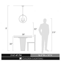 Colson PW 4-Light Pewter Chandelier by Golden Lighting -Golden Lighting Shop pewter with no shade golden lighting chandeliers 3167 4p pw 1f 1000