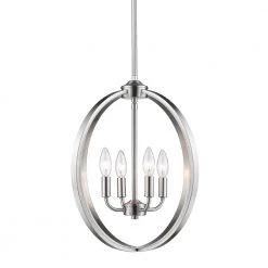 Colson PW 4-Light Pewter Chandelier by Golden Lighting