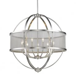 Colson PW 9-Light Pewter Chandelier by Golden Lighting