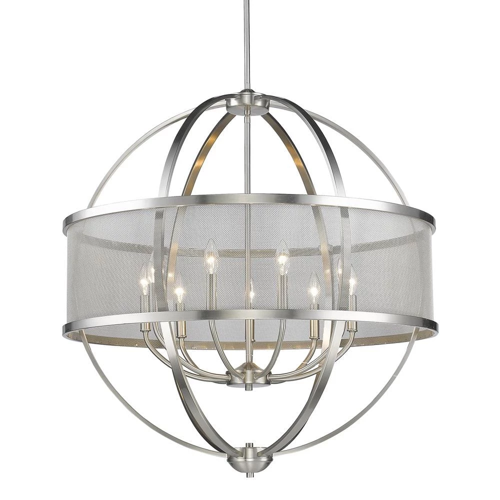 Colson PW 9-Light Pewter Chandelier by Golden Lighting 3 Colson PW 9-Light Pewter Chandelier by Golden Lighting