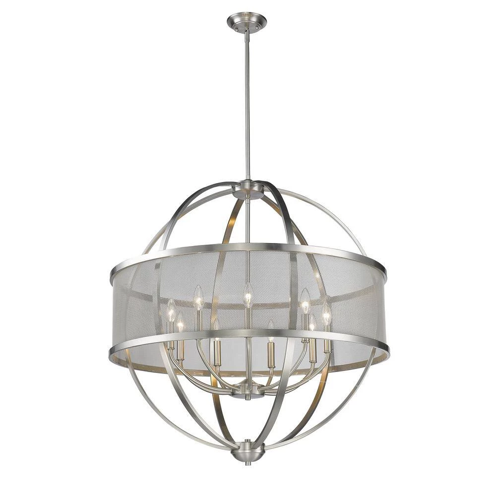 Colson PW 9-Light Pewter Chandelier by Golden Lighting 4 Colson PW 9-Light Pewter Chandelier by Golden Lighting - Image 2