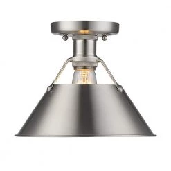 Orwell PW 1-Light Pewter Flush Mount Light by Golden Lighting