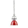 Duncan 1-Light Pewter Mini Pendant with Red Shade (Chain) by Golden Lighting 2 Duncan 1-Light Pewter Mini Pendant with Red Shade (Chain) by Golden Lighting -Golden Lighting Shop pewter with red shade golden lighting pendant lights 3602 m1l pw rd 64 1000