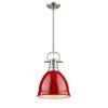 Duncan 1-Light Pewter 8.8 in. Pendant with Red Shade by Golden Lighting 1 Duncan 1-Light Pewter 8.8 in. Pendant with Red Shade by Golden Lighting -Golden Lighting Shop pewter with red shade golden lighting pendant lights 3604 s pw rd 64 1000