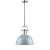 Duncan 1-Light Pewter Pendant with Rod with Seafoam Shade by Golden Lighting 2 Duncan 1-Light Pewter Pendant with Rod with Seafoam Shade by Golden Lighting -Golden Lighting Shop pewter with sea foam shade golden lighting chandeliers 3604 l pw sf 64 1000