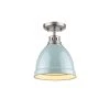 Duncan 1-Light Pewter Flush Mount with Seafoam Shade by Golden Lighting -Golden Lighting Shop pewter with sea foam shade golden lighting flush mount lights 3602 fm pw sf 64 1000