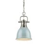 Duncan Collection 1-Light Pewter Mini Pendant by Golden Lighting -Golden Lighting Shop pewter with seafoam shade golden lighting pendant lights 602smppwsf 64 1000