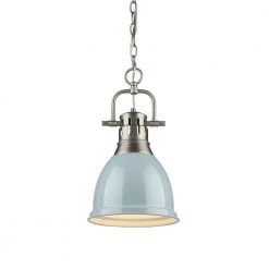 Duncan Collection 1-Light Pewter Mini Pendant by Golden Lighting