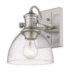 Hines 6.88 in. 1-Light Pewter with Seeded Glass Semi-Flush Mount by Golden Lighting 9 Hines 6.88 in. 1-Light Pewter with Seeded Glass Semi-Flush Mount by Golden Lighting -Golden Lighting Shop pewter with seeded glass golden lighting flush mount lights 3118 1sf pw sd 1f 1000