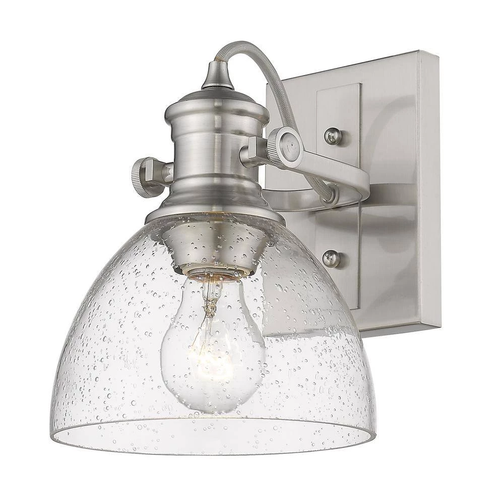 Hines 6.88 in. 1-Light Pewter with Seeded Glass Semi-Flush Mount by Golden Lighting 6 Hines 6.88 in. 1-Light Pewter with Seeded Glass Semi-Flush Mount by Golden Lighting - Image 4