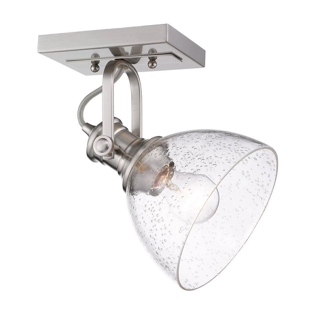 Hines 6.88 in. 1-Light Pewter with Seeded Glass Semi-Flush Mount by Golden Lighting 4 Hines 6.88 in. 1-Light Pewter with Seeded Glass Semi-Flush Mount by Golden Lighting - Image 2