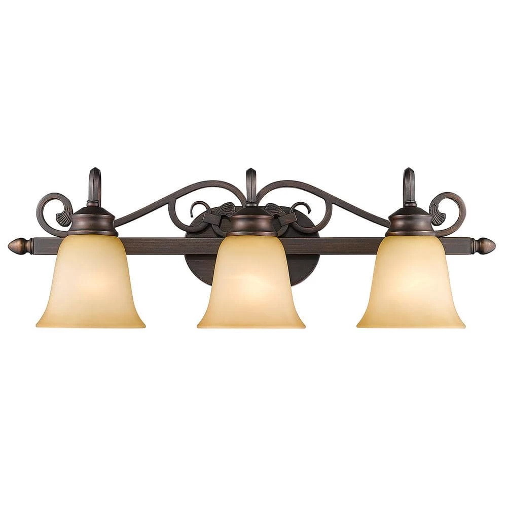 Belle Meade Collection 3-Light Rubbed Bronze Bath Vanity Light by Golden Lighting 7 Belle Meade Collection 3-Light Rubbed Bronze Bath Vanity Light by Golden Lighting - Image 5