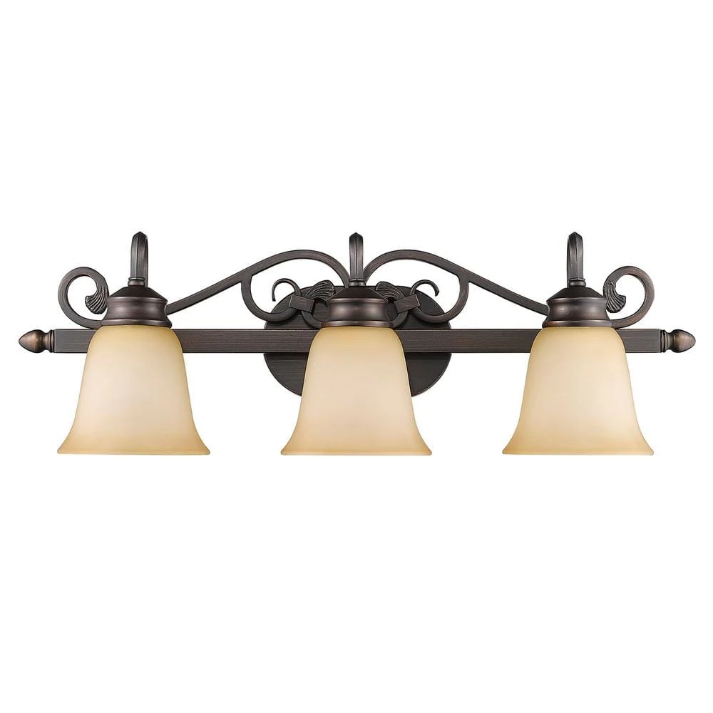 Belle Meade Collection 3-Light Rubbed Bronze Bath Vanity Light by Golden Lighting 8 Belle Meade Collection 3-Light Rubbed Bronze Bath Vanity Light by Golden Lighting - Image 6