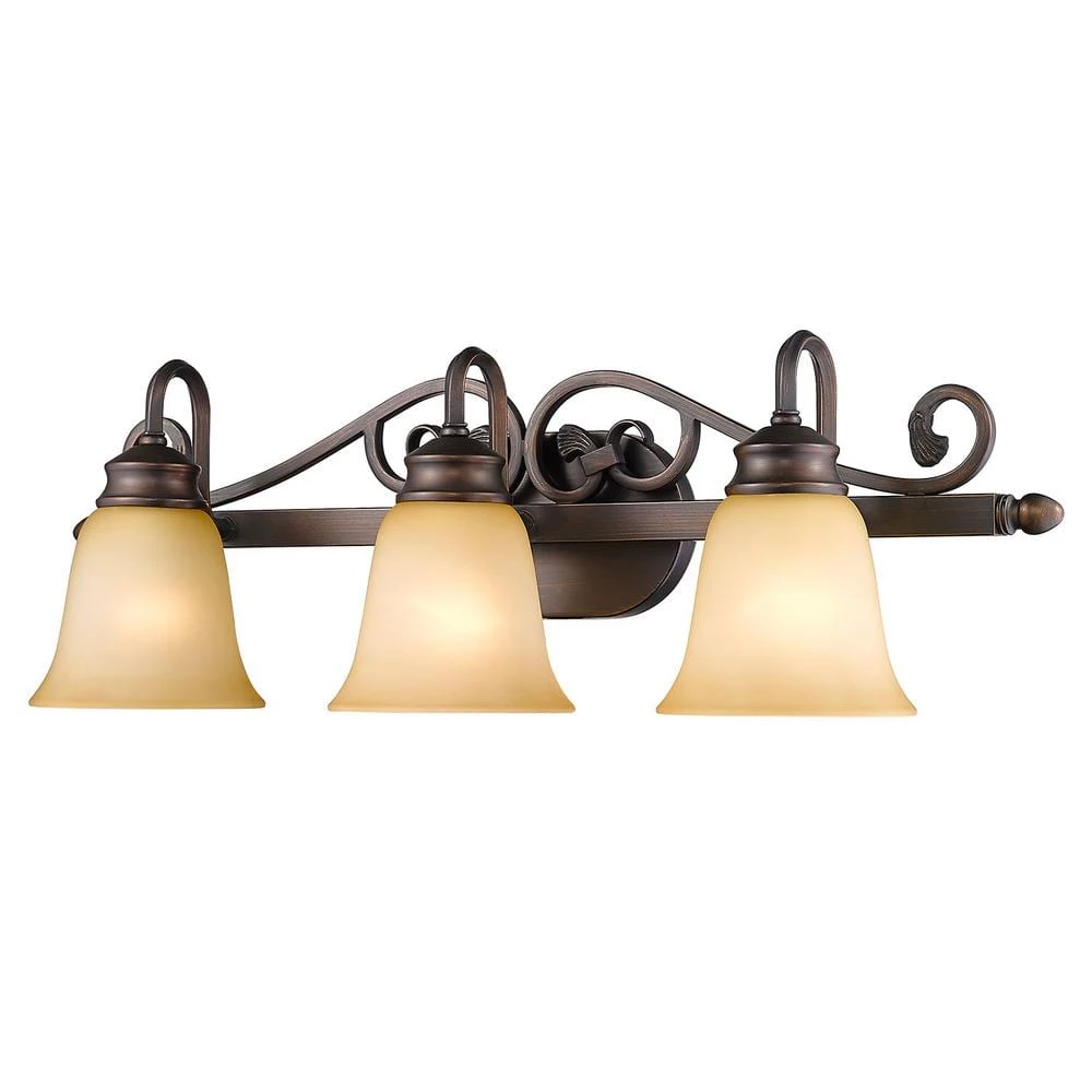 Belle Meade Collection 3-Light Rubbed Bronze Bath Vanity Light by Golden Lighting 6 Belle Meade Collection 3-Light Rubbed Bronze Bath Vanity Light by Golden Lighting - Image 4