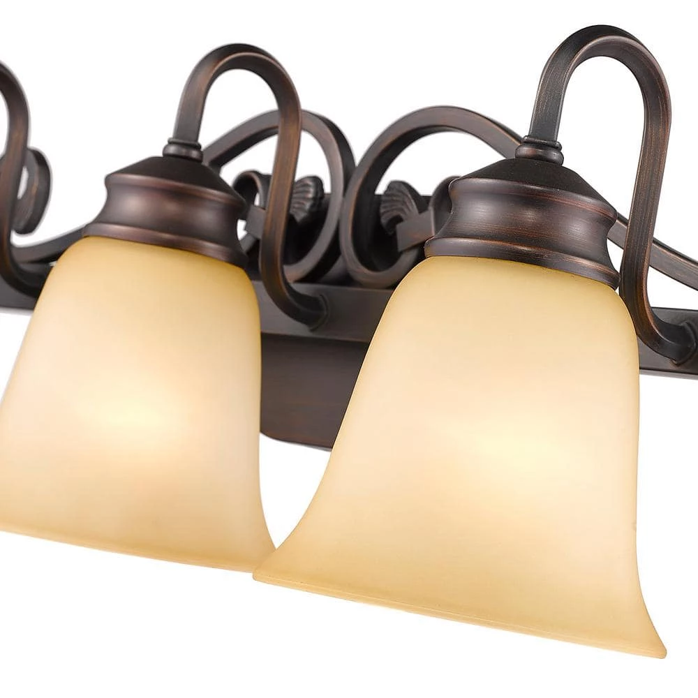 Belle Meade Collection 3-Light Rubbed Bronze Bath Vanity Light by Golden Lighting 9 Belle Meade Collection 3-Light Rubbed Bronze Bath Vanity Light by Golden Lighting - Image 7