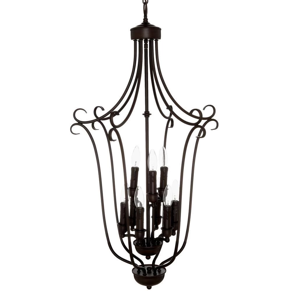 Maddox Collection 9-Light Rubbed Bronze 2-Tier Chandelier by Golden Lighting 5 Maddox Collection 9-Light Rubbed Bronze 2-Tier Chandelier by Golden Lighting - Image 3