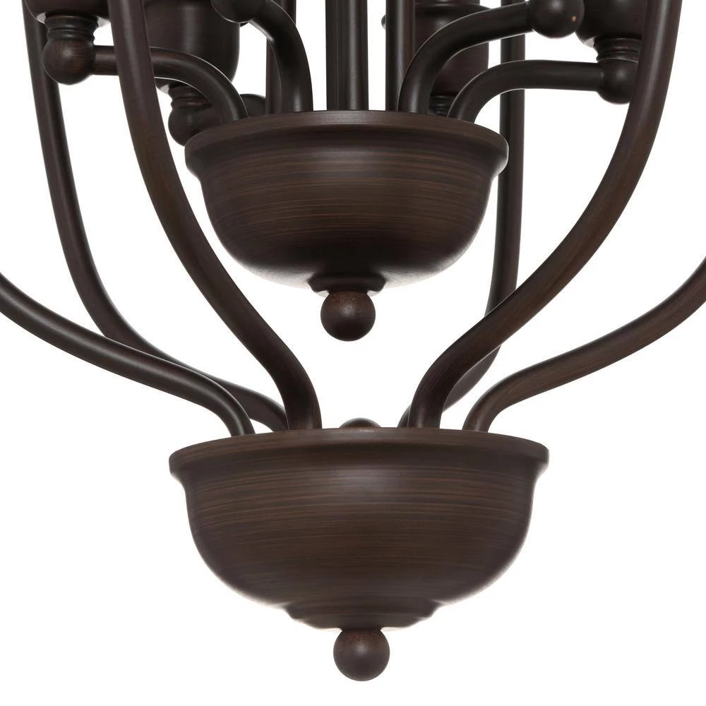 Maddox Collection 9-Light Rubbed Bronze 2-Tier Chandelier by Golden Lighting 11 Maddox Collection 9-Light Rubbed Bronze 2-Tier Chandelier by Golden Lighting - Image 9