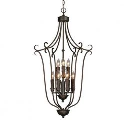 Maddox Collection 9-Light Rubbed Bronze 2-Tier Chandelier by Golden Lighting