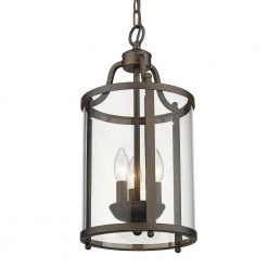 Payton 3-Light Rubbed Bronze Standard Pendant Light with Clear Glass Shades by Golden Lighting 8 Payton 3-Light Rubbed Bronze Standard Pendant Light with Clear Glass Shades by Golden Lighting -Golden Lighting Shop rubbed bronze golden lighting chandeliers 1157 3p rbz 4f 1000