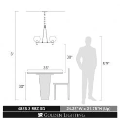 Galveston 3-Light Rubbed Bronze Chandelier with Seeded Glass Shades by Golden Lighting -Golden Lighting Shop rubbed bronze golden lighting chandeliers 4855 3 rbz sd 44 1000