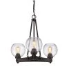 Galveston 3-Light Rubbed Bronze Chandelier with Seeded Glass Shades by Golden Lighting