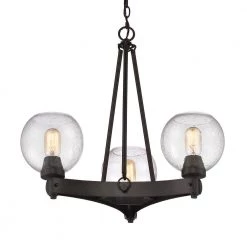 Galveston 3-Light Rubbed Bronze Chandelier with Seeded Glass Shades by Golden Lighting -Golden Lighting Shop rubbed bronze golden lighting chandeliers 4855 3 rbz sd c3 1000