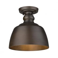 Holmes 1-Light Rubbed Bronze Flush Mount by Golden Lighting -Golden Lighting Shop rubbed bronze golden lighting flush mount lights 0316 fm rbz 4f 1000