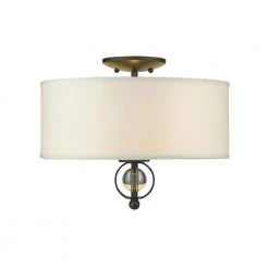 Cerchi 2-Light Rubbed Bronze with Opal Satin Shade Semi-Flush Mount by Golden Lighting